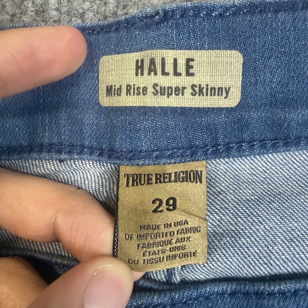 True Religion Jeans Women 29 Blue Halle Super Skinny Tie Dye Y2K USA Made - Picture 9 of 16